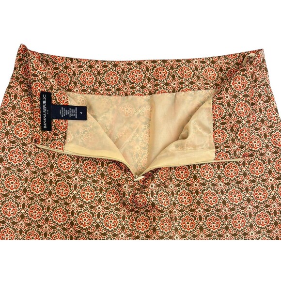 Banana Republic Silk Blend Skirt Geometric Medallian Posh Career Fall Spice 4 - Picture 7 of 14